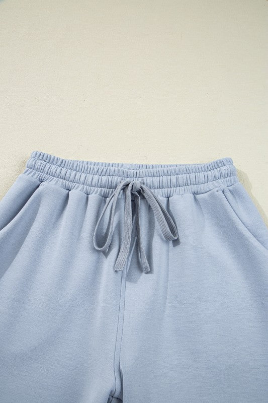 Sporty Solid Half-Zip Hoodie and Pants Set