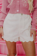 Tasha - Scalloped Hemline High Waist Shorts
