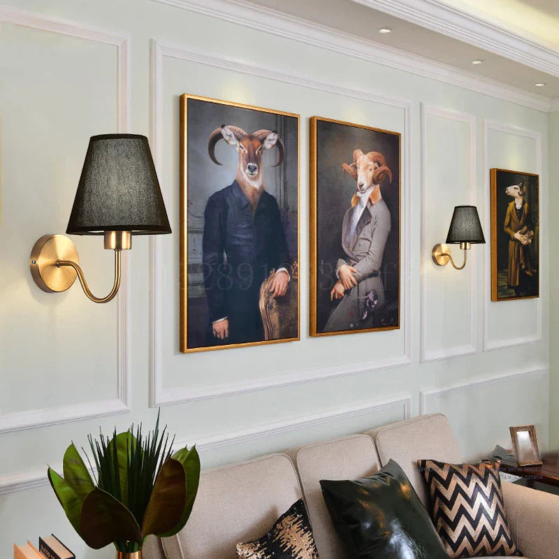 American Fabric Wall Lamp - LED Sconces with Cloth Lampshade for Bedroom, Living Room, Staircases, and Home Interior Lighting