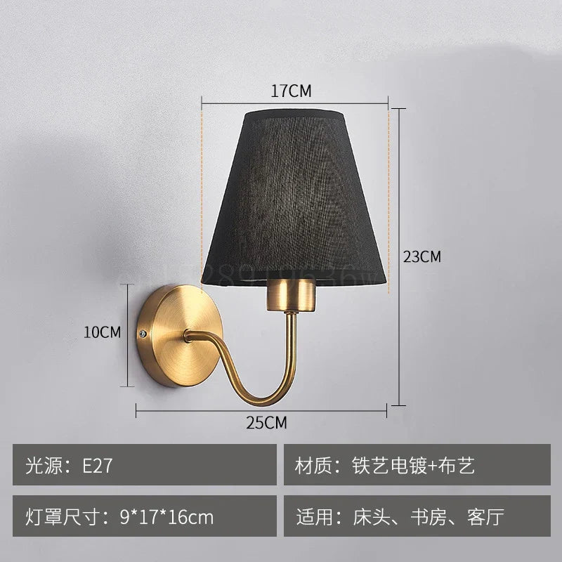 American Fabric Wall Lamp - LED Sconces with Cloth Lampshade for Bedroom, Living Room, Staircases, and Home Interior Lighting