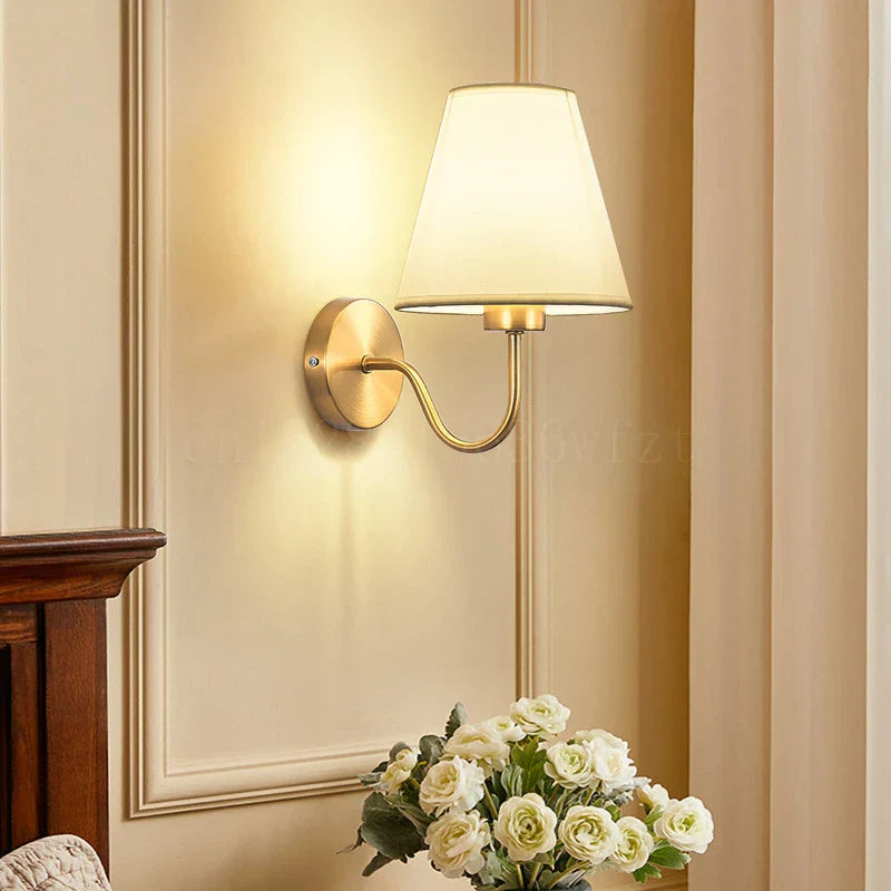 American Fabric Wall Lamp - LED Sconces with Cloth Lampshade for Bedroom, Living Room, Staircases, and Home Interior Lighting