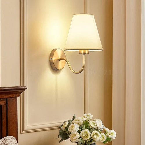 American Fabric Wall Lamp - LED Sconces with Cloth Lampshade for Bedroom, Living Room, Staircases, and Home Interior Lighting