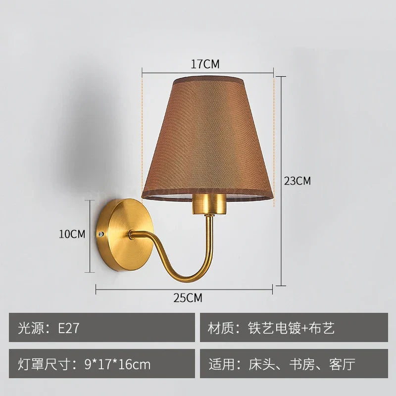 American Fabric Wall Lamp - LED Sconces with Cloth Lampshade for Bedroom, Living Room, Staircases, and Home Interior Lighting