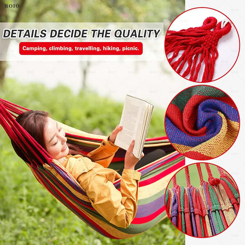 Outdoor Camping Hammock Thickened Durable Fabric Canvas with Bag