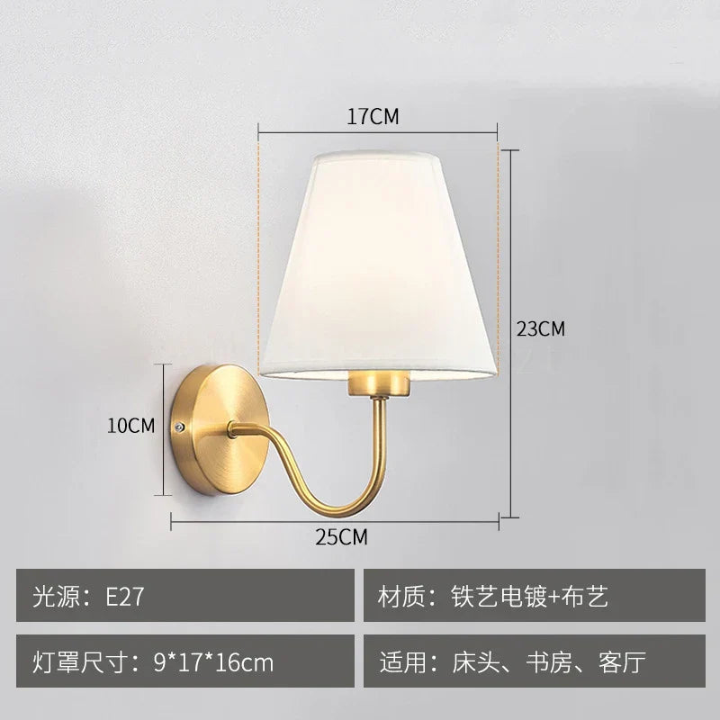 American Fabric Wall Lamp - LED Sconces with Cloth Lampshade for Bedroom, Living Room, Staircases, and Home Interior Lighting