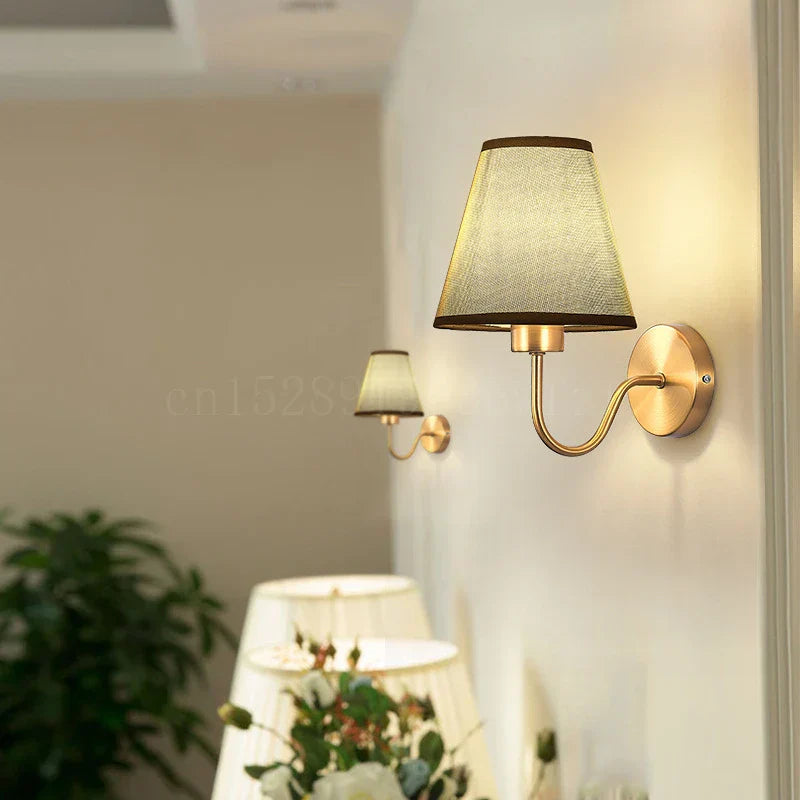 American Fabric Wall Lamp - LED Sconces with Cloth Lampshade for Bedroom, Living Room, Staircases, and Home Interior Lighting