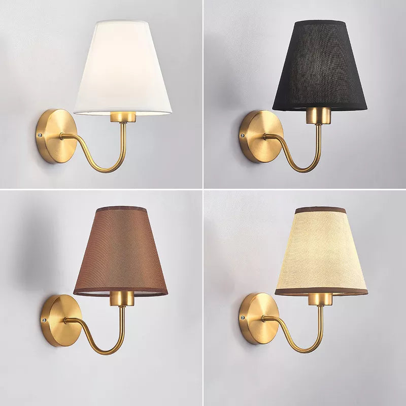 American Fabric Wall Lamp - LED Sconces with Cloth Lampshade for Bedroom, Living Room, Staircases, and Home Interior Lighting