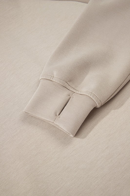 Sporty Solid Half-Zip Hoodie and Pants Set